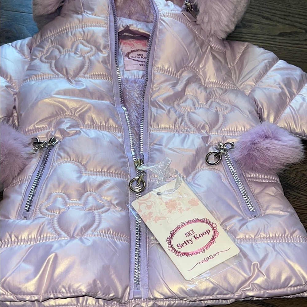 Serty Koop Lilac Puffer Coat with Faux Fur 12 months fashion jacket purple NWT - Picture 6 of 11